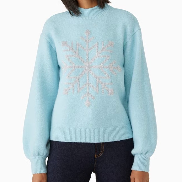 kate spade Sweaters - KATE SPADE Light Blue Snowflake Sweater, wool, yak